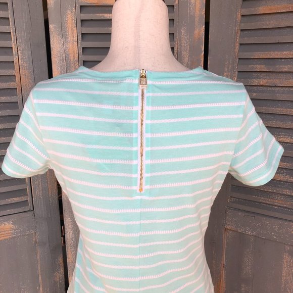 Sail to Sable Short Sleeve Textured Stripe Dress Cabbage Sz S - Picture 5 of 14
